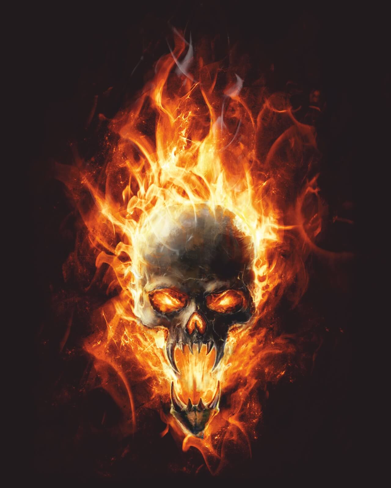 013_poster-vlies-fototapete-flammen-totenkopf