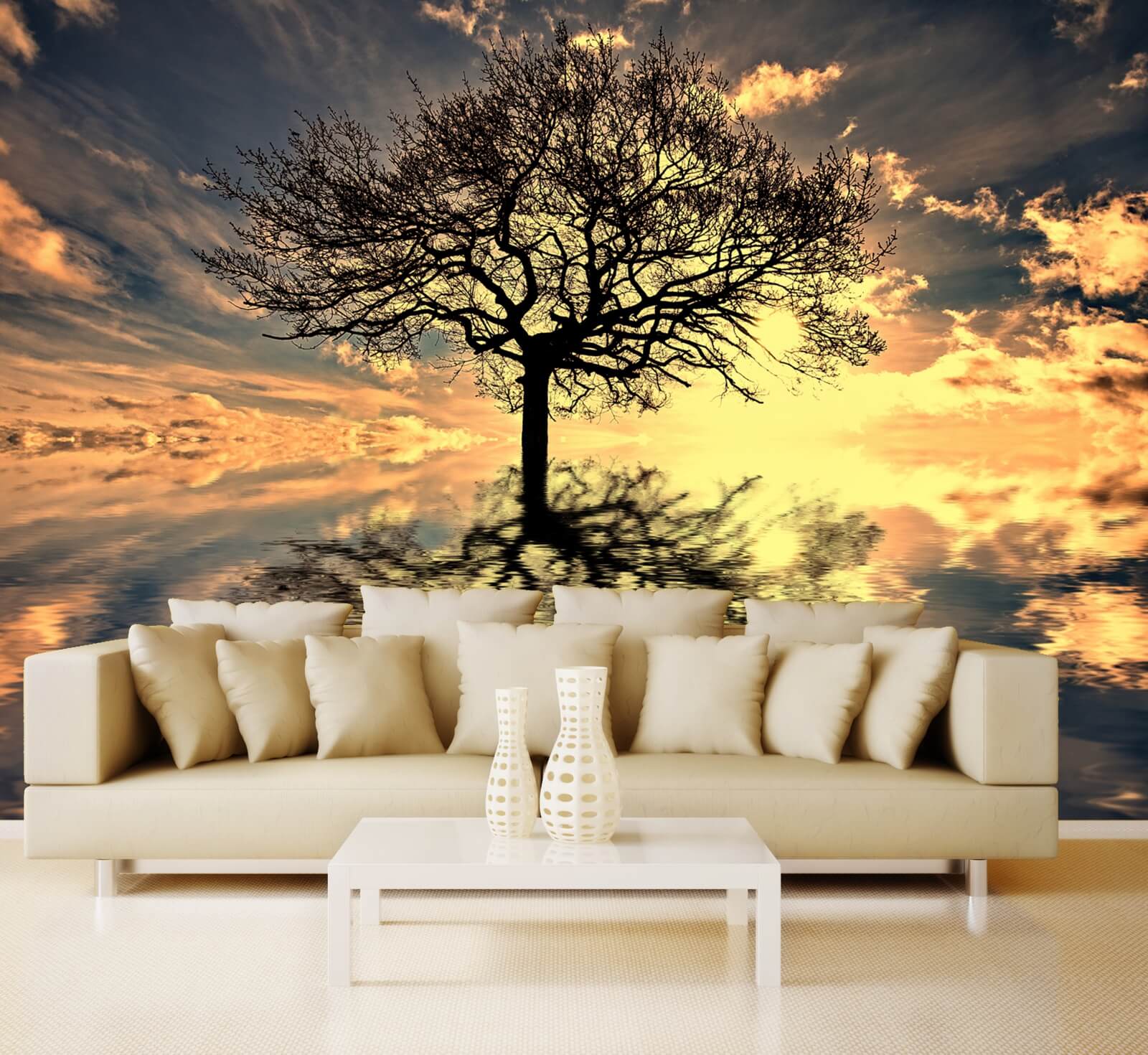 Poster Mural Textile XXL Modern Natur : Tenture Abstraite, Polyester, Lavable En Machine