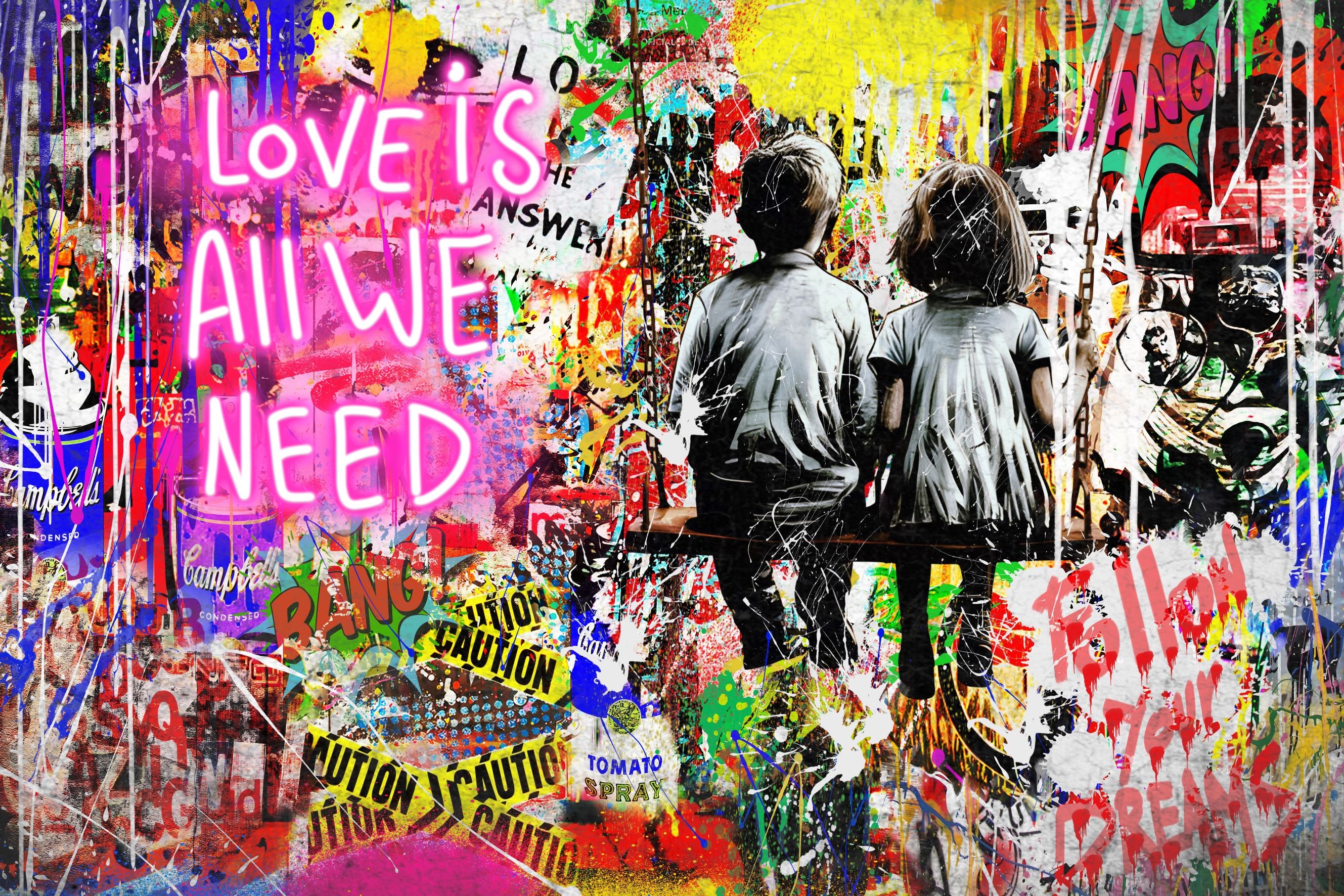 Vlies Tapete XXL Poster Fototapete BANKSY KIDS COUPLE