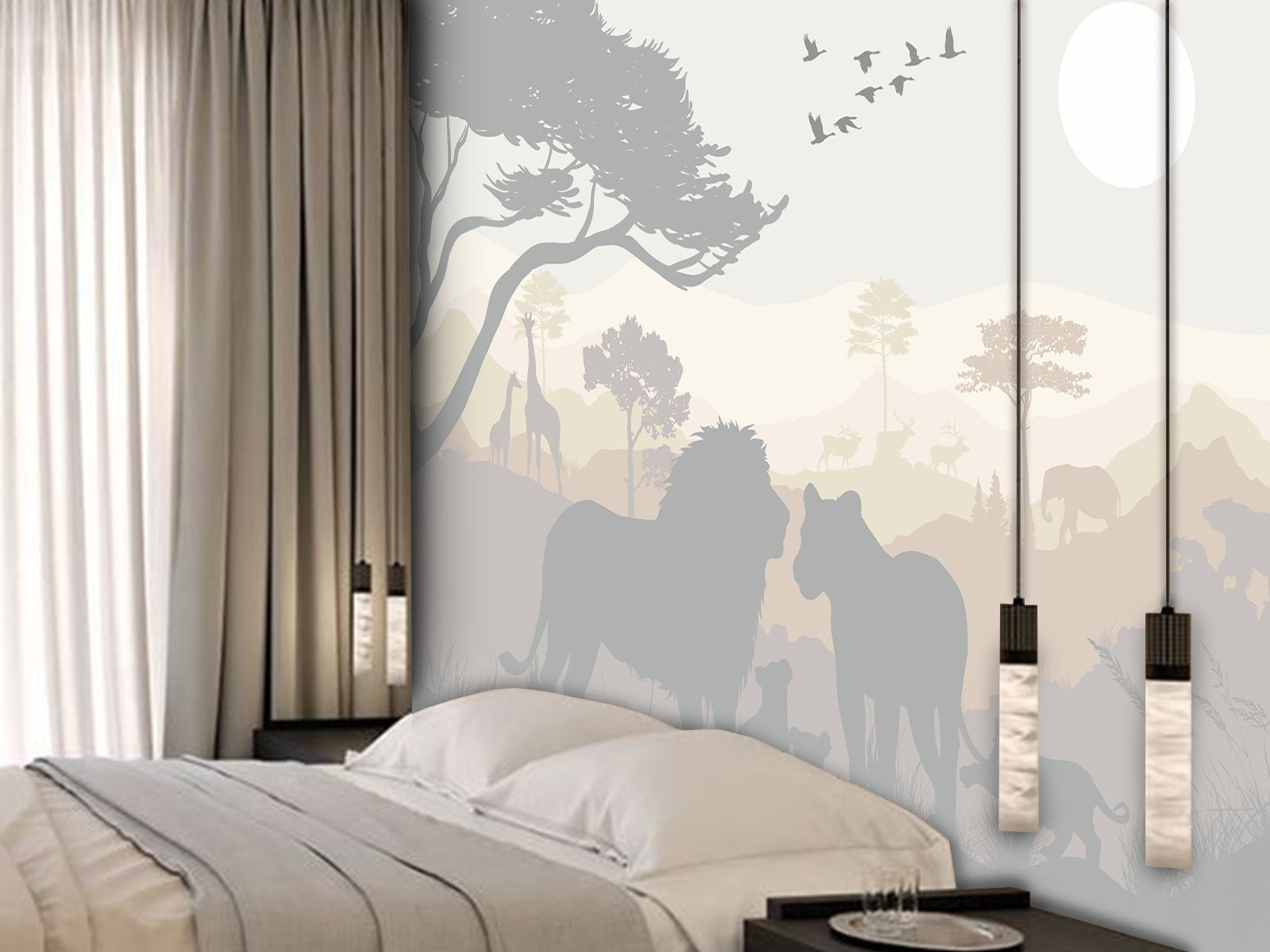 Vlies Tapete XXL Poster Fototapete Löwen Savanne Afrika