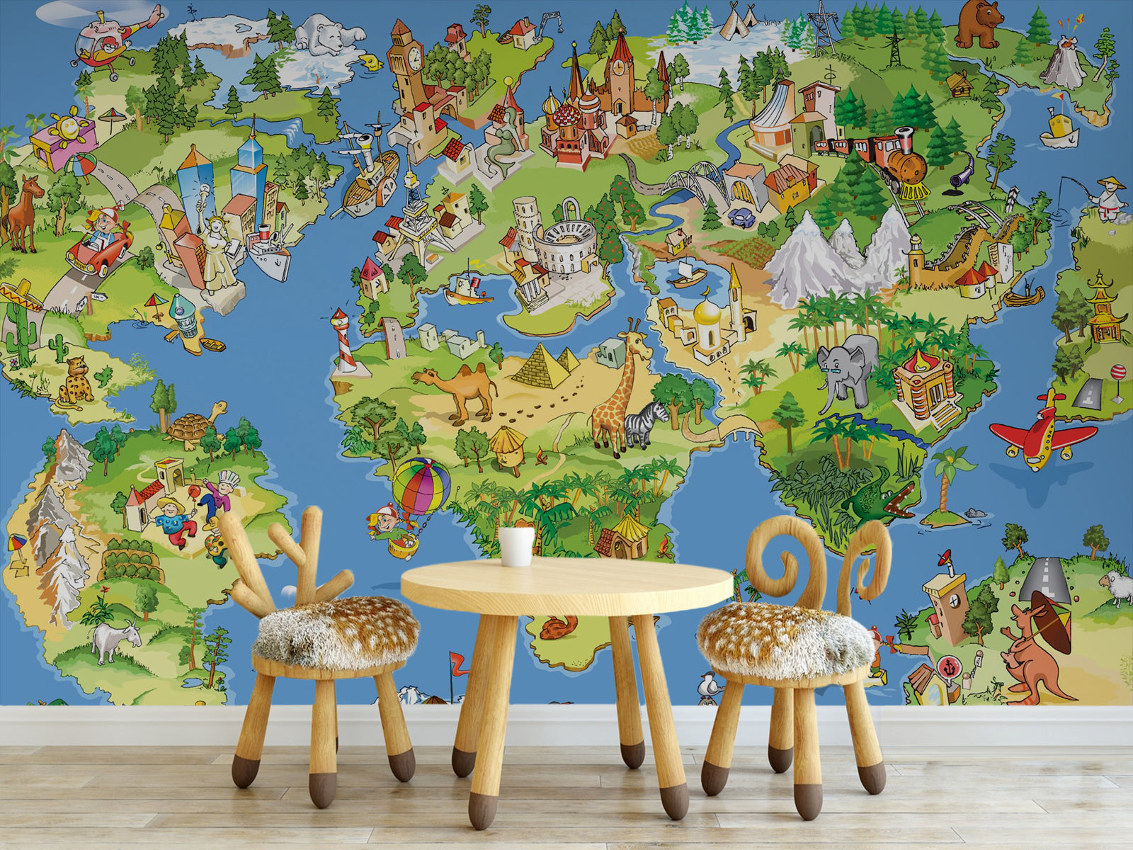 Vlies Tapete XXL Poster Fototapete Weltkarte Bunt Kinder