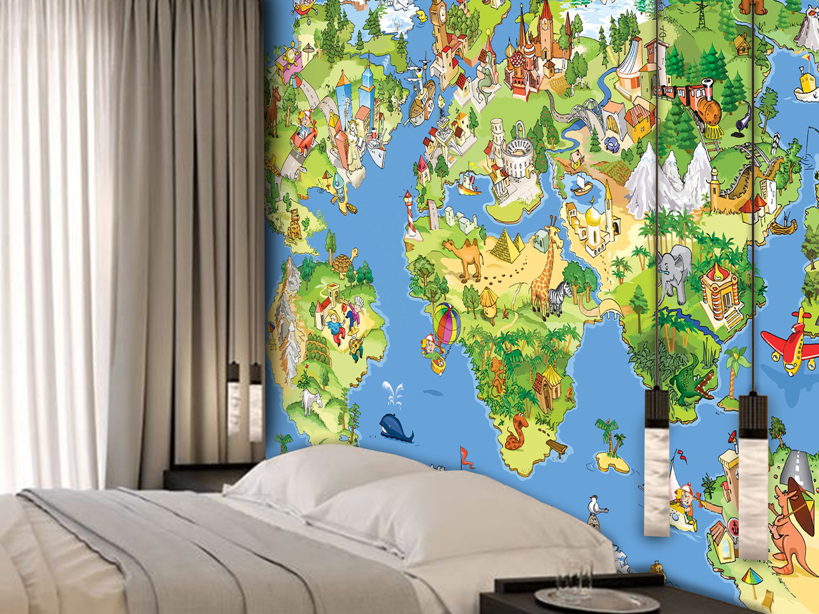 Vlies Tapete XXL Poster Fototapete Weltkarte Bunt Kinder