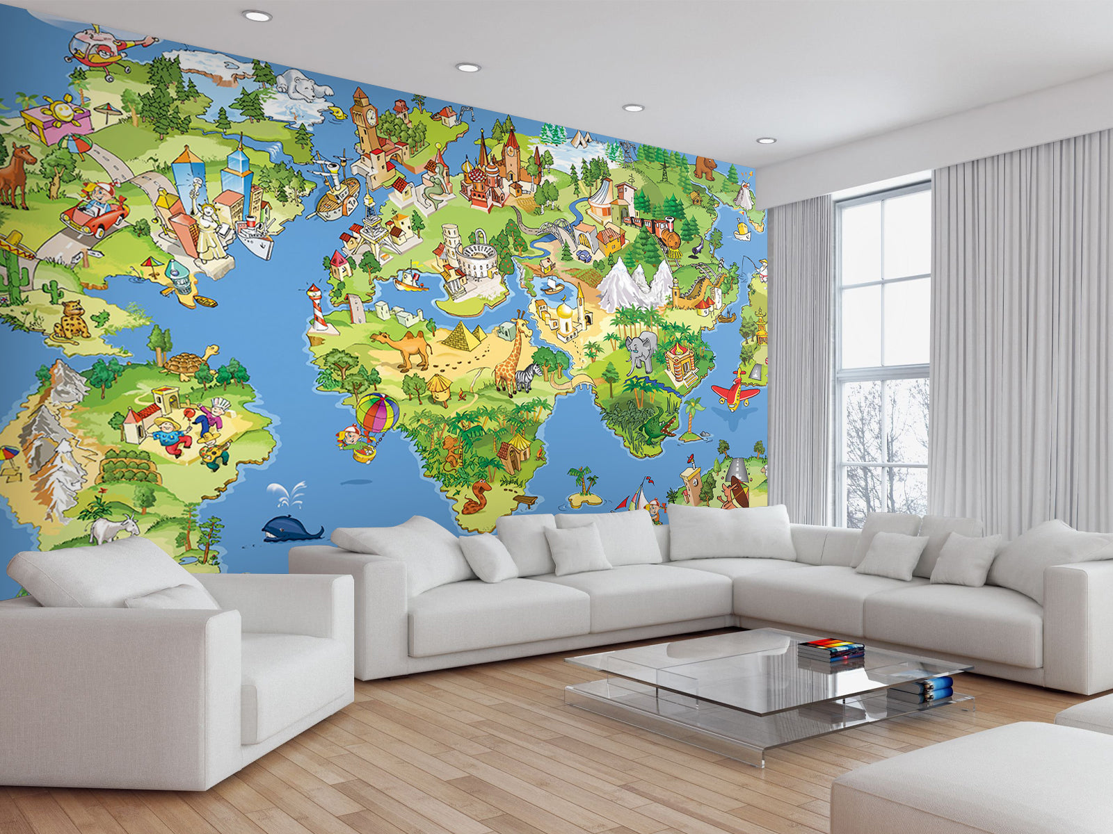 Vlies Tapete XXL Poster Fototapete Weltkarte Bunt Kinder