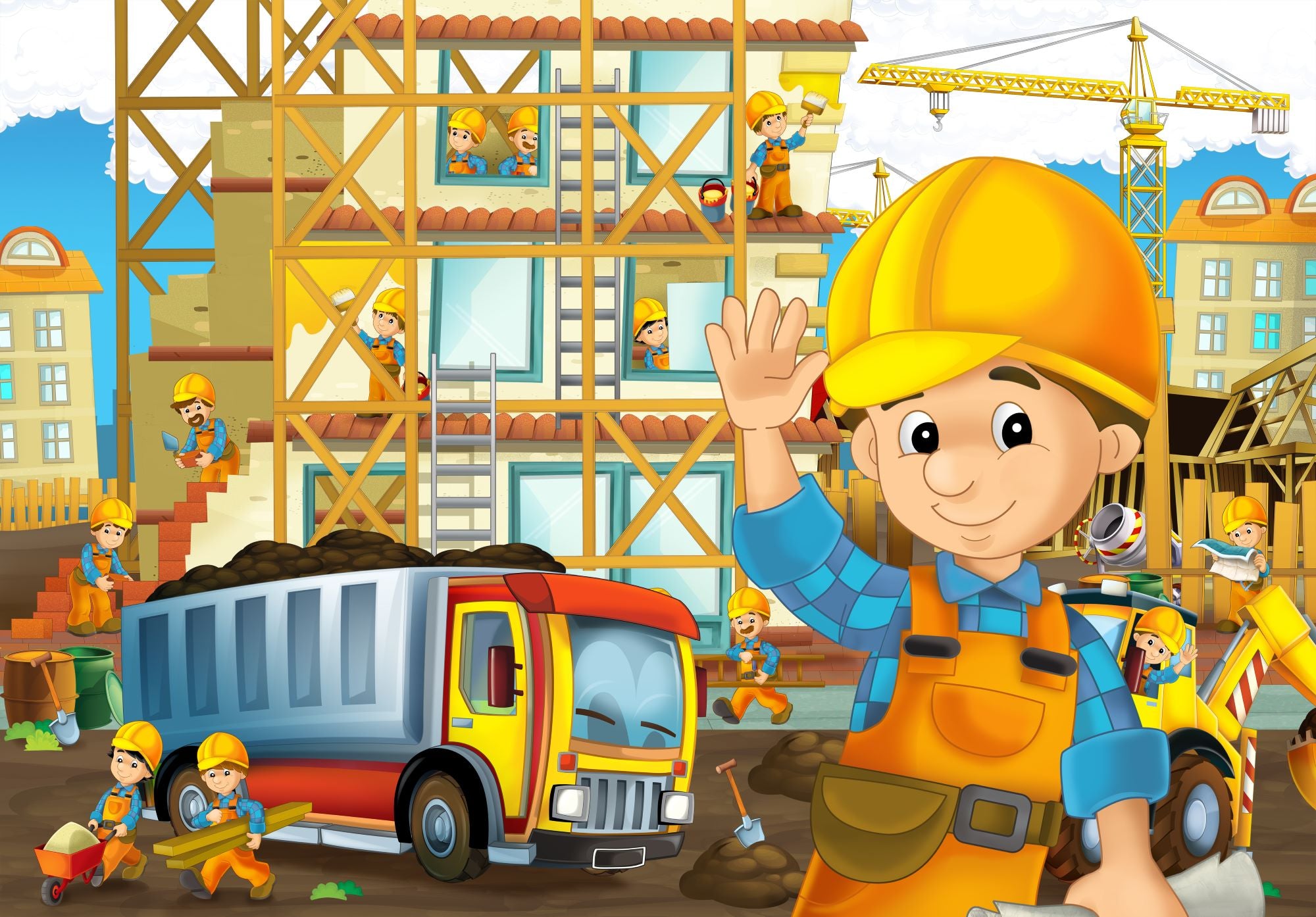 Vlies Tapete XXL Poster Fototapete Baustelle Bunt Farbe