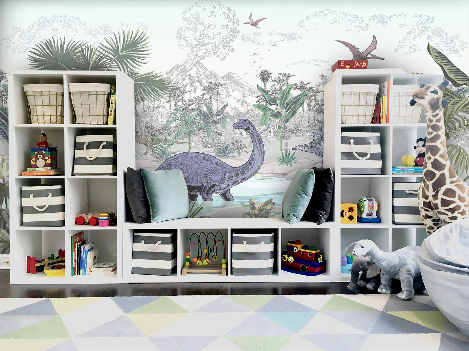 Vlies Tapete XXL Poster Fototapete Dinosaurier Pastellfarben