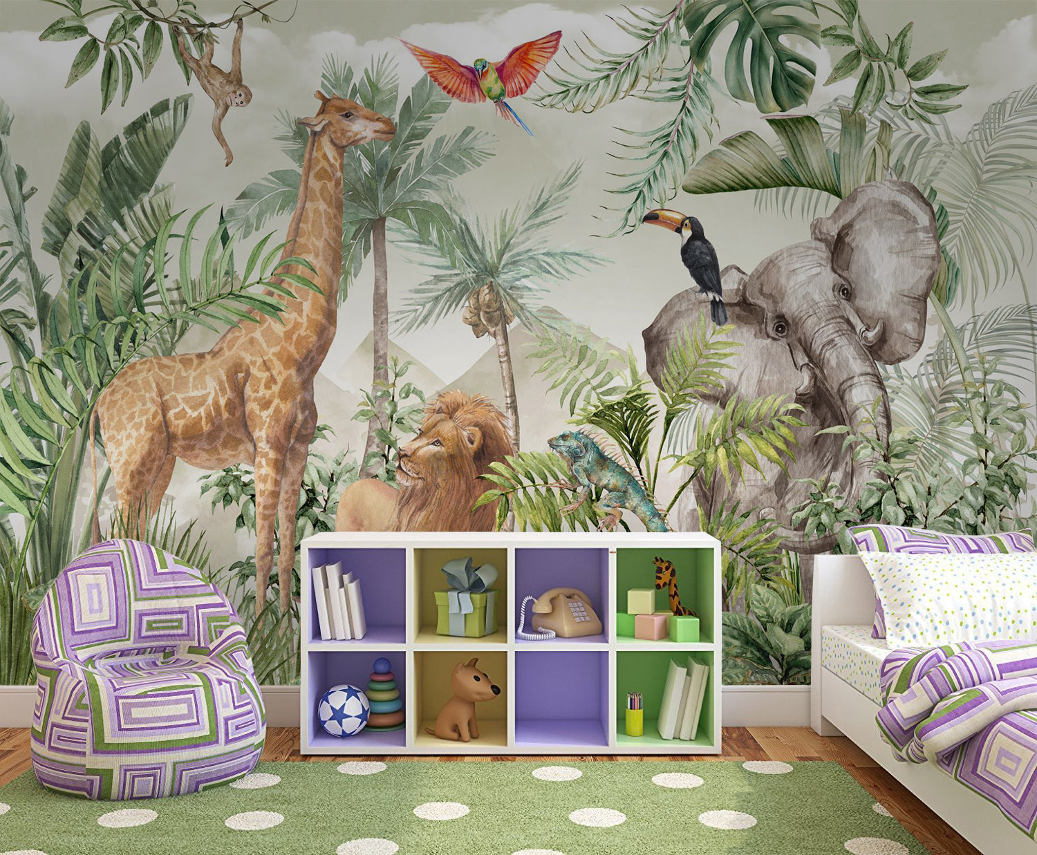 Vlies Tapete XXL Poster Fototapete Exotische Tiere Jungle
