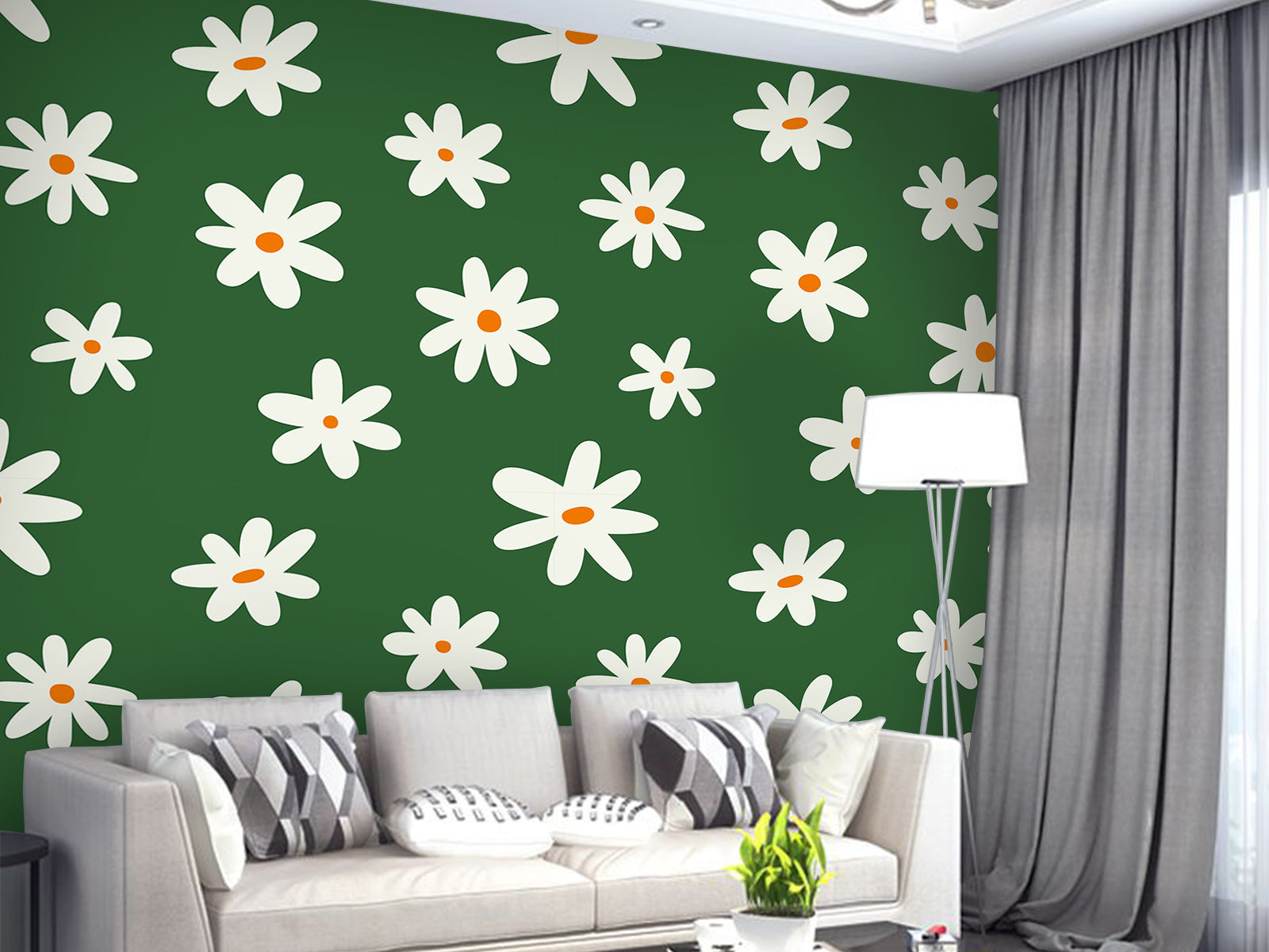 Vlies Tapete XXL Poster Fototapete Blüte Grün Weiss