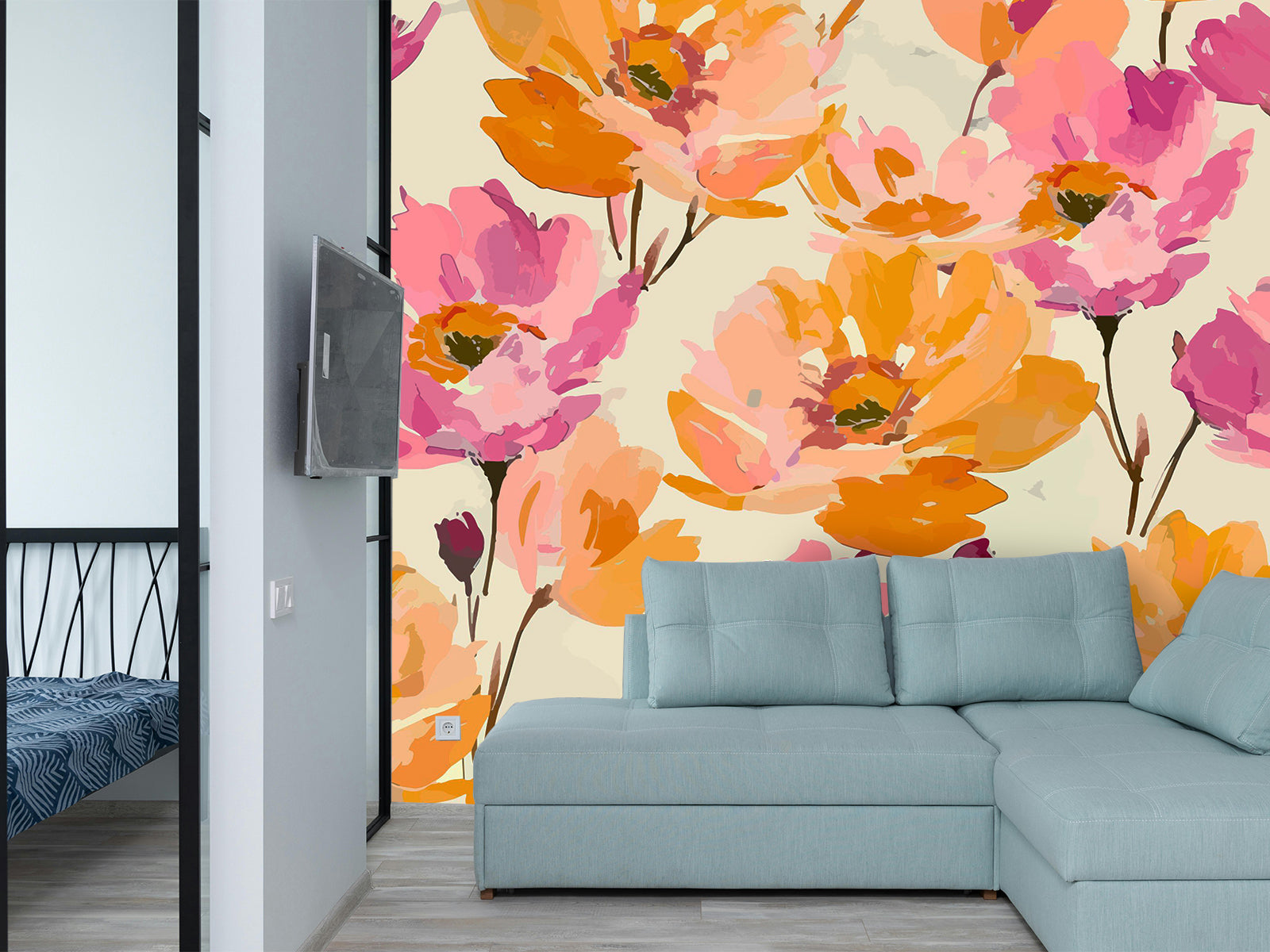 Vlies Tapete XXL Poster Fototapete Aquarell Rosa Rot