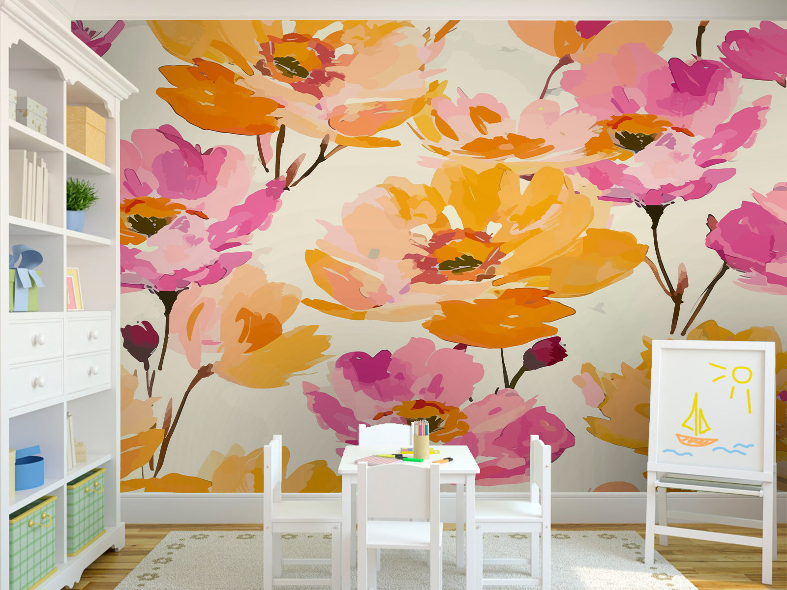 Vlies Tapete XXL Poster Fototapete Aquarell Rosa Rot