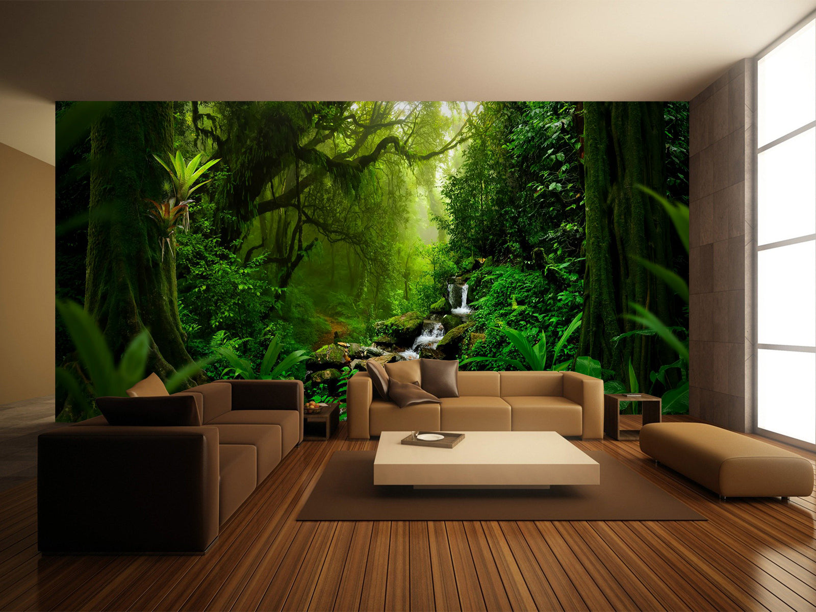 Vlies Tapete XXL Poster Fototapete Urwald Grün Lichtung