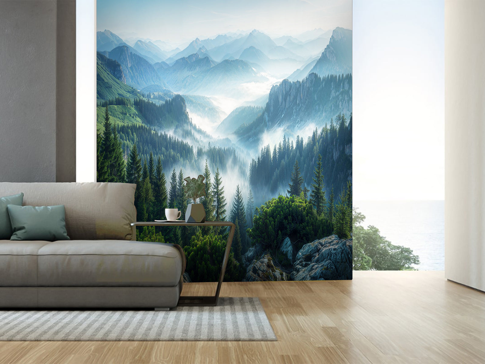 Vlies Tapete XXL Poster Fototapete Berge Wälder Gebirgskette