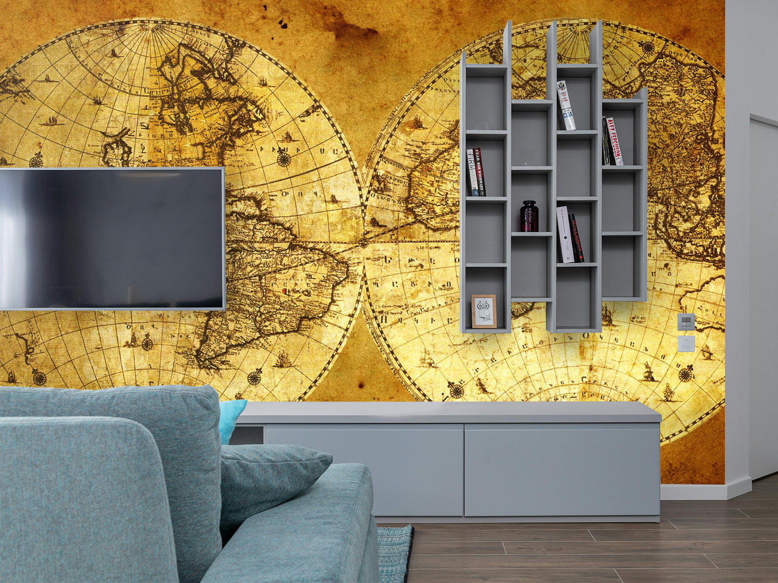 Vlies Tapete XXL Poster Fototapete Weltkarte Gold