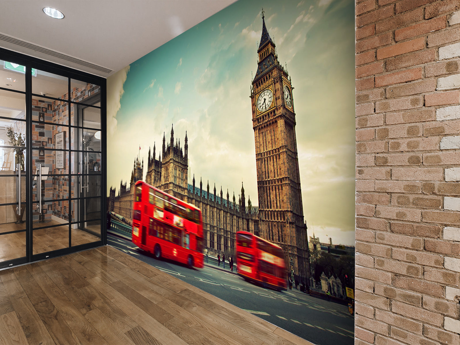 Vlies Tapete XXL Poster Fototapete Red Bus Big Ben