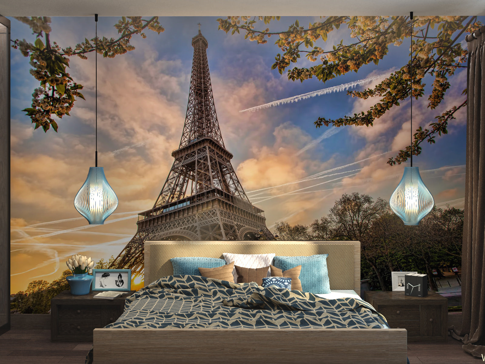 Vlies Tapete XXL Poster Fototapete Paris Eifelturm Sonnenaufgang