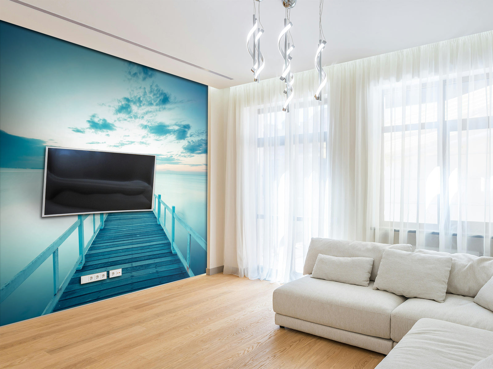 Vlies Tapete XXL Poster Fototapete Steg im ruhigen Wasser