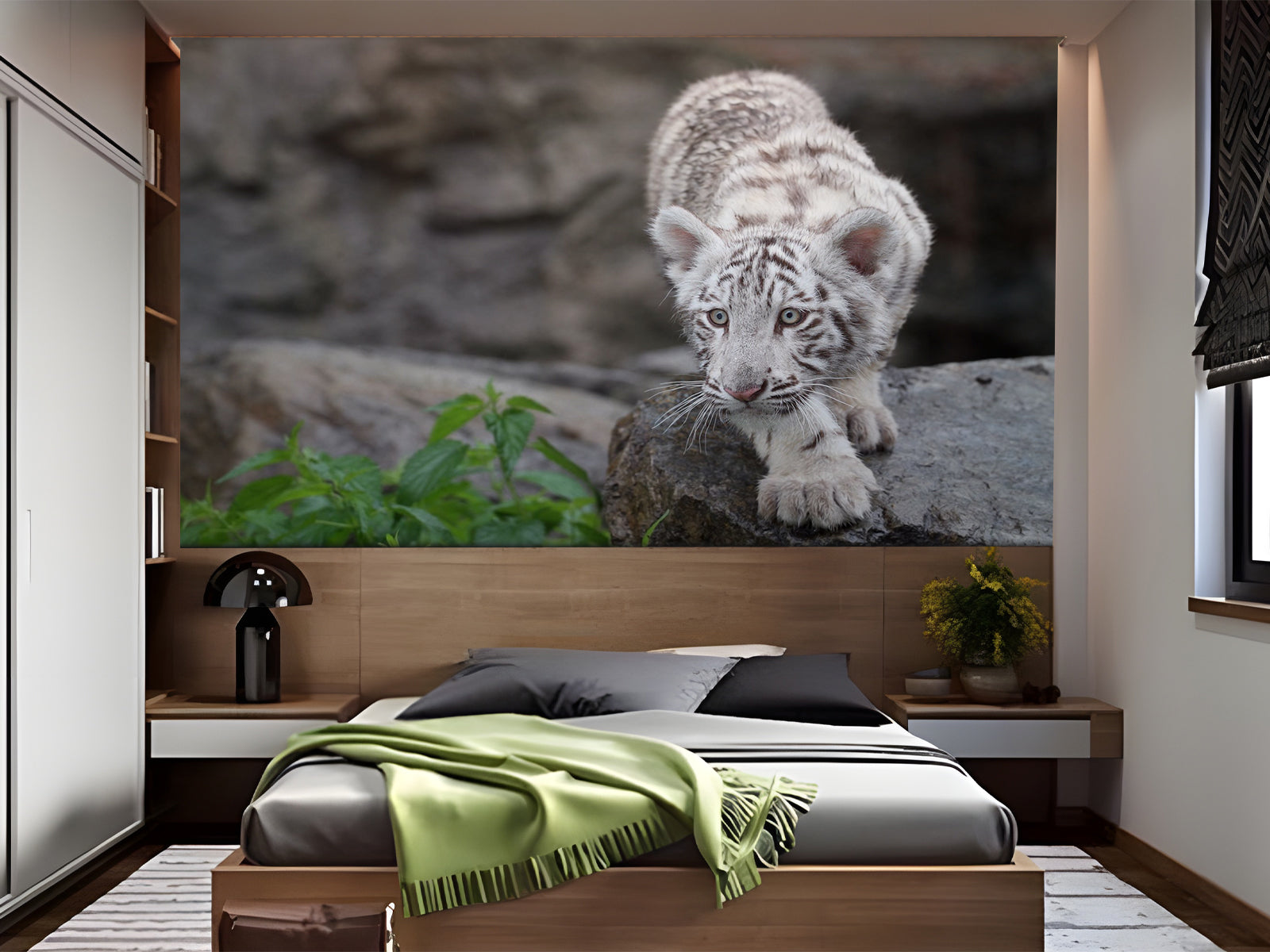 Vlies Tapete XXL Poster Fototapete Tiger Baby Weiß