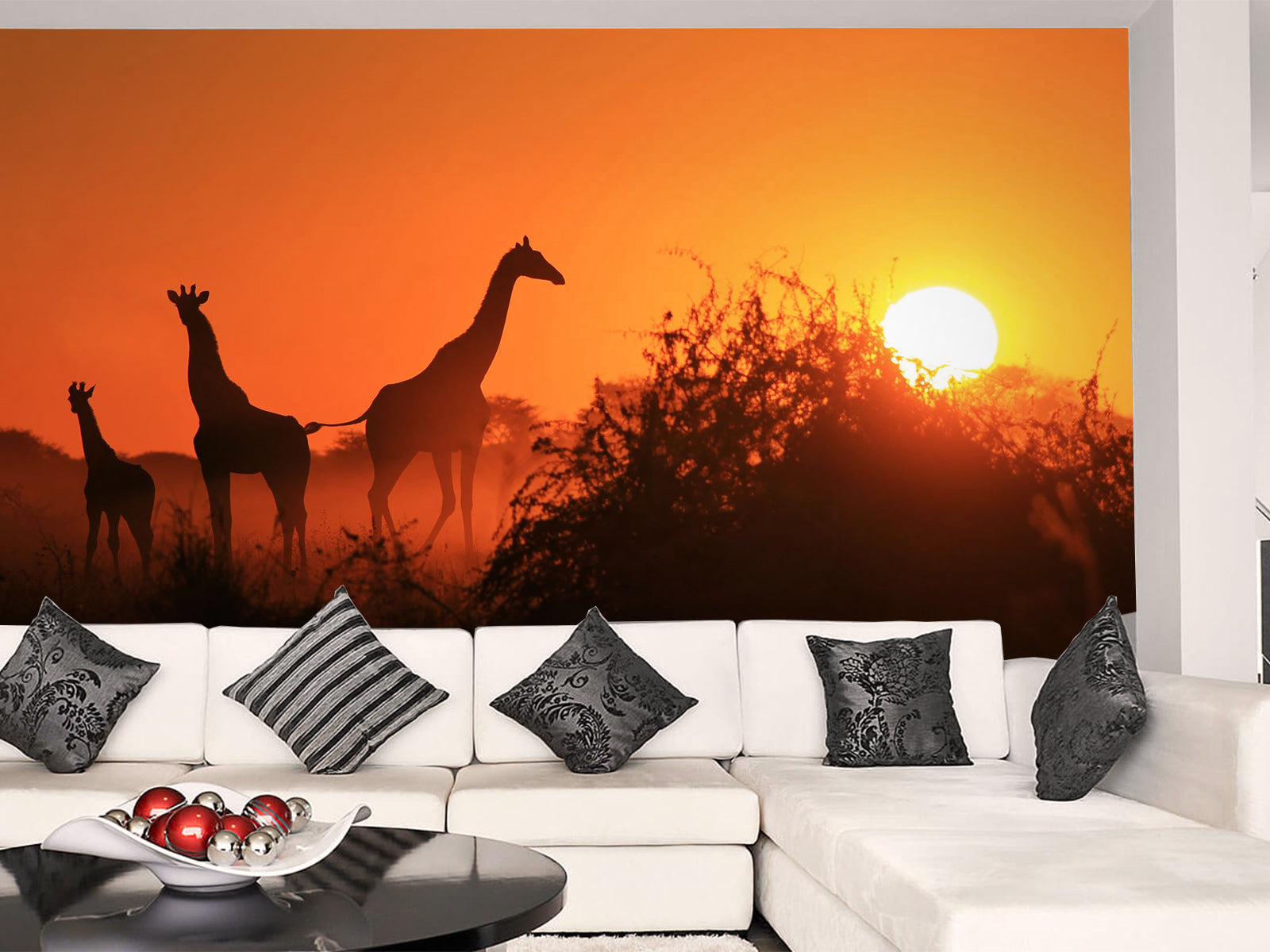 Fototapete Giraffen Sonnenuntergang