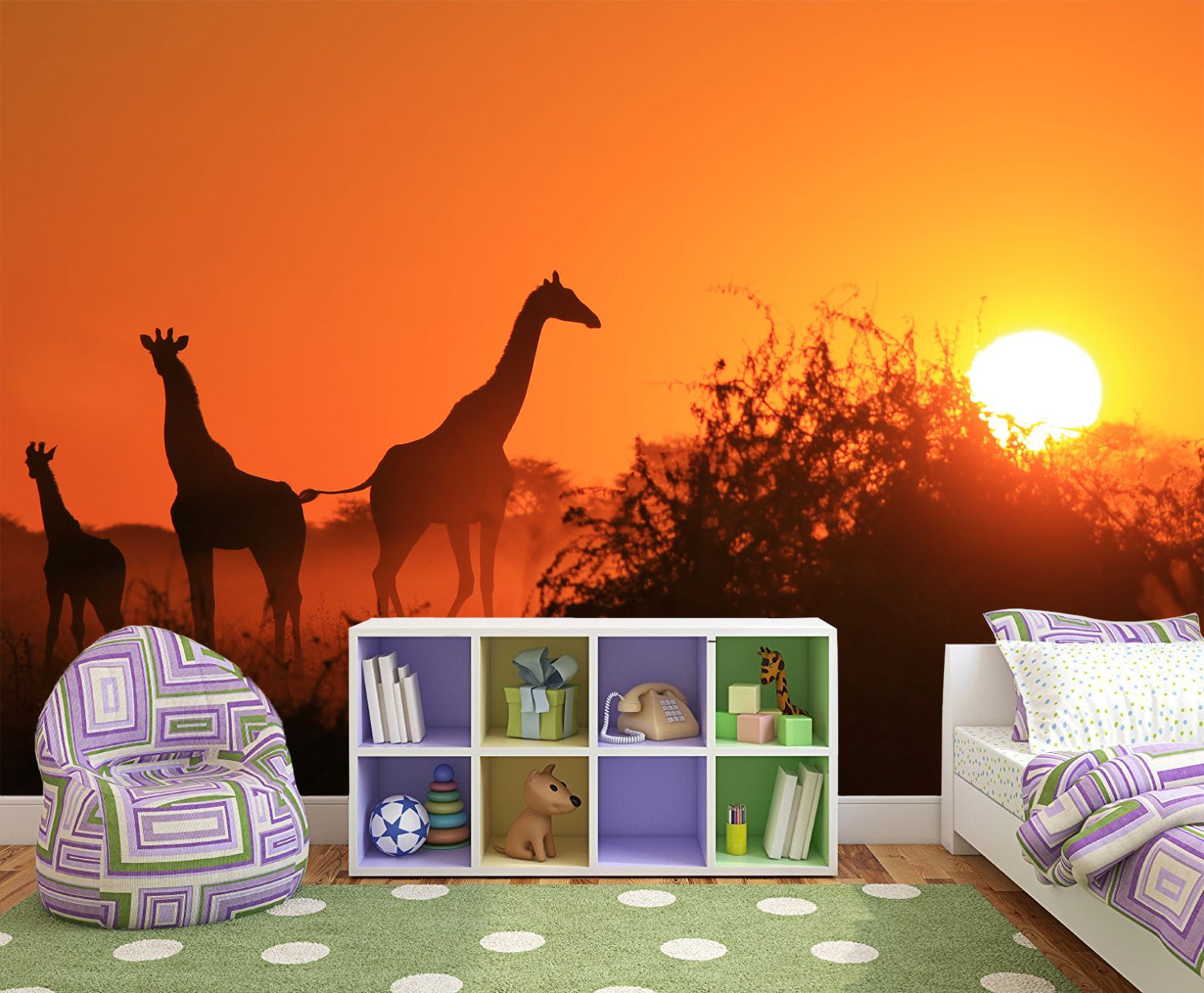 Fototapete Giraffen Sonnenuntergang