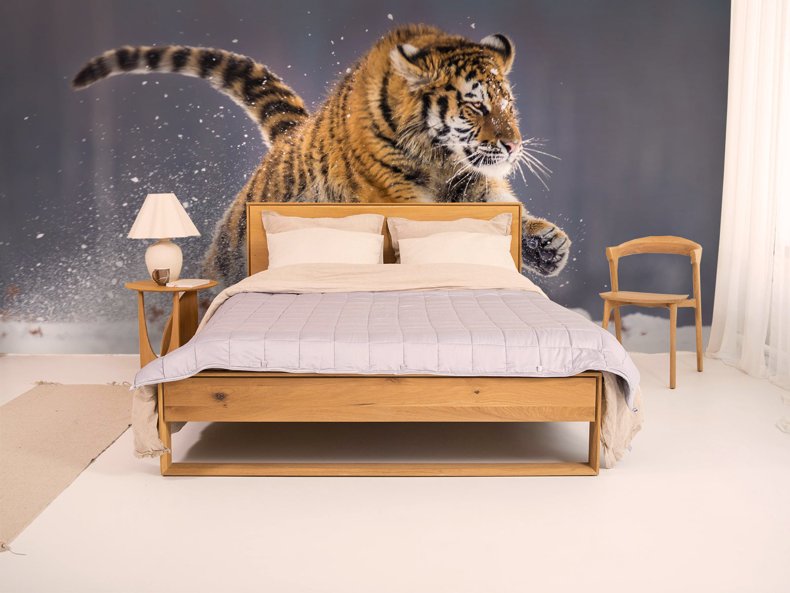 Vlies Tapete XXL Poster Fototapete Tiger Schnee