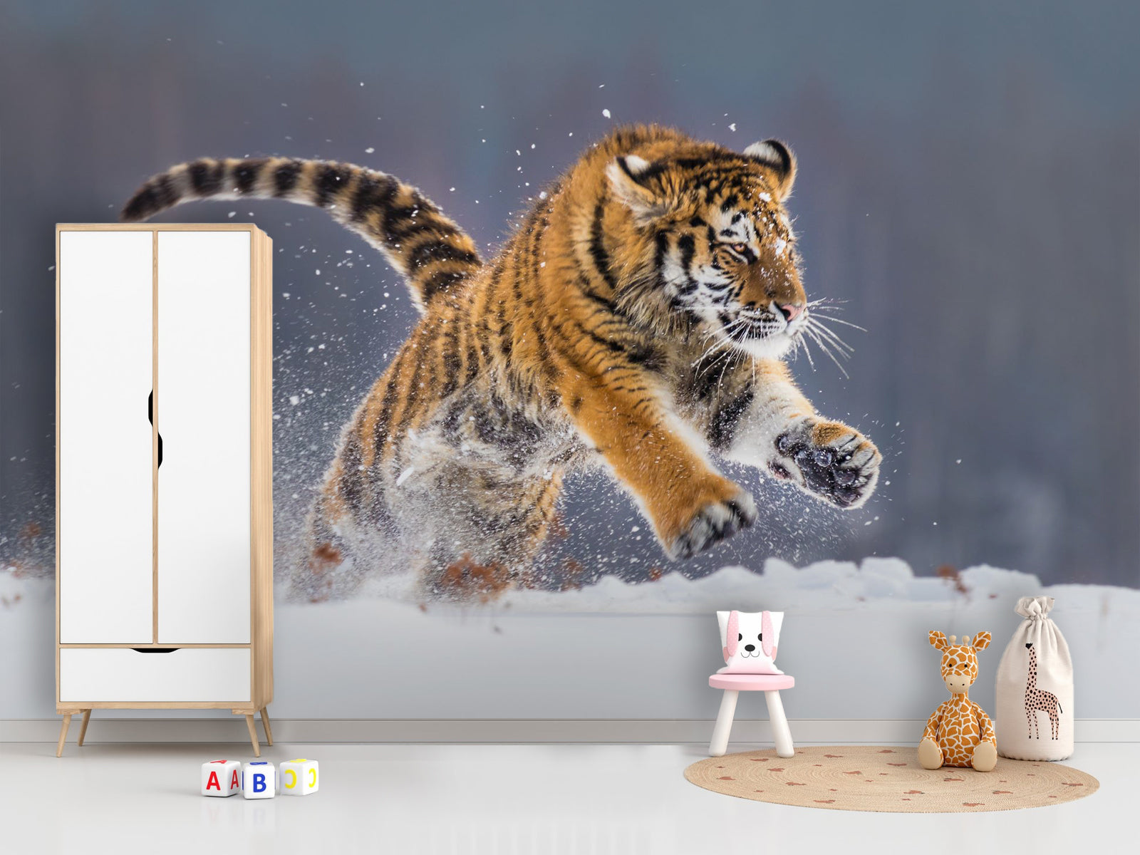 Fototapete Tiger Schnee