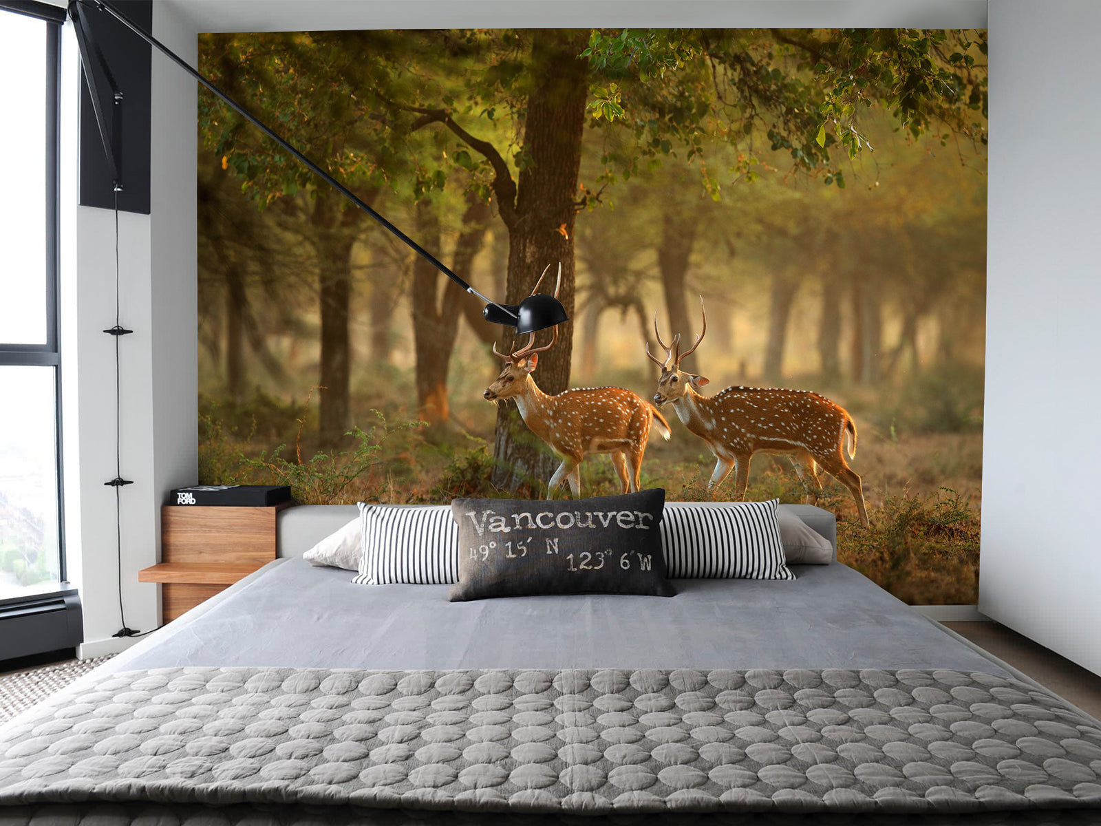 Vlies Tapete XXL Poster Fototapete Reh Hirsch Geweih Wald Harmonisch