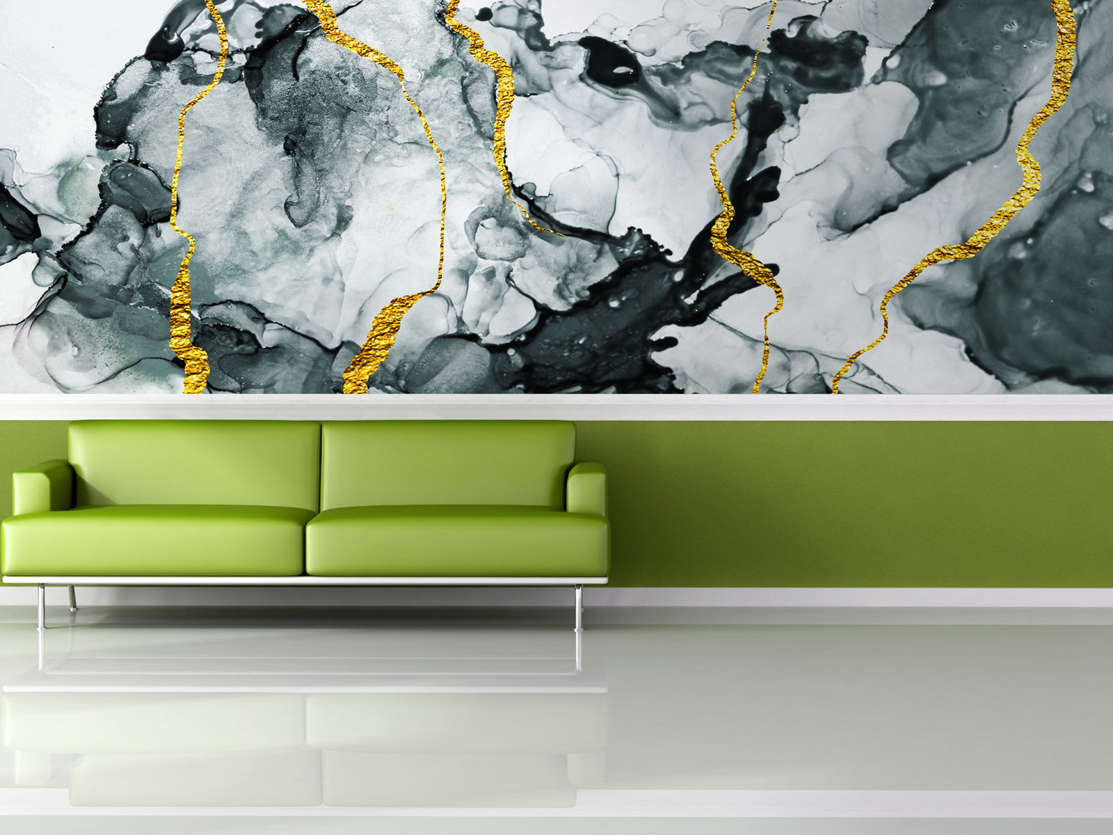Vlies Tapete XXL Poster Fototapete Marmor Glatt Farbe Gold