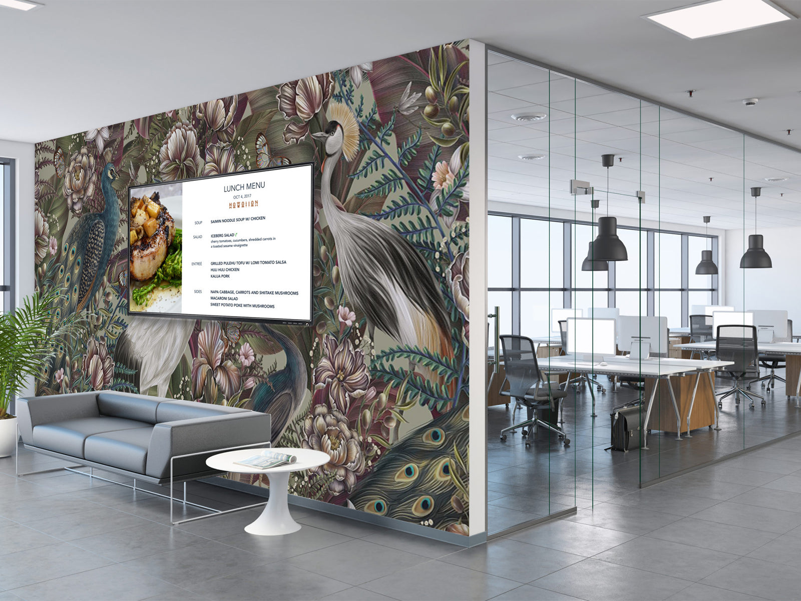 Vlies Tapete XXL Poster Fototapete Reiher Pfau Vogel