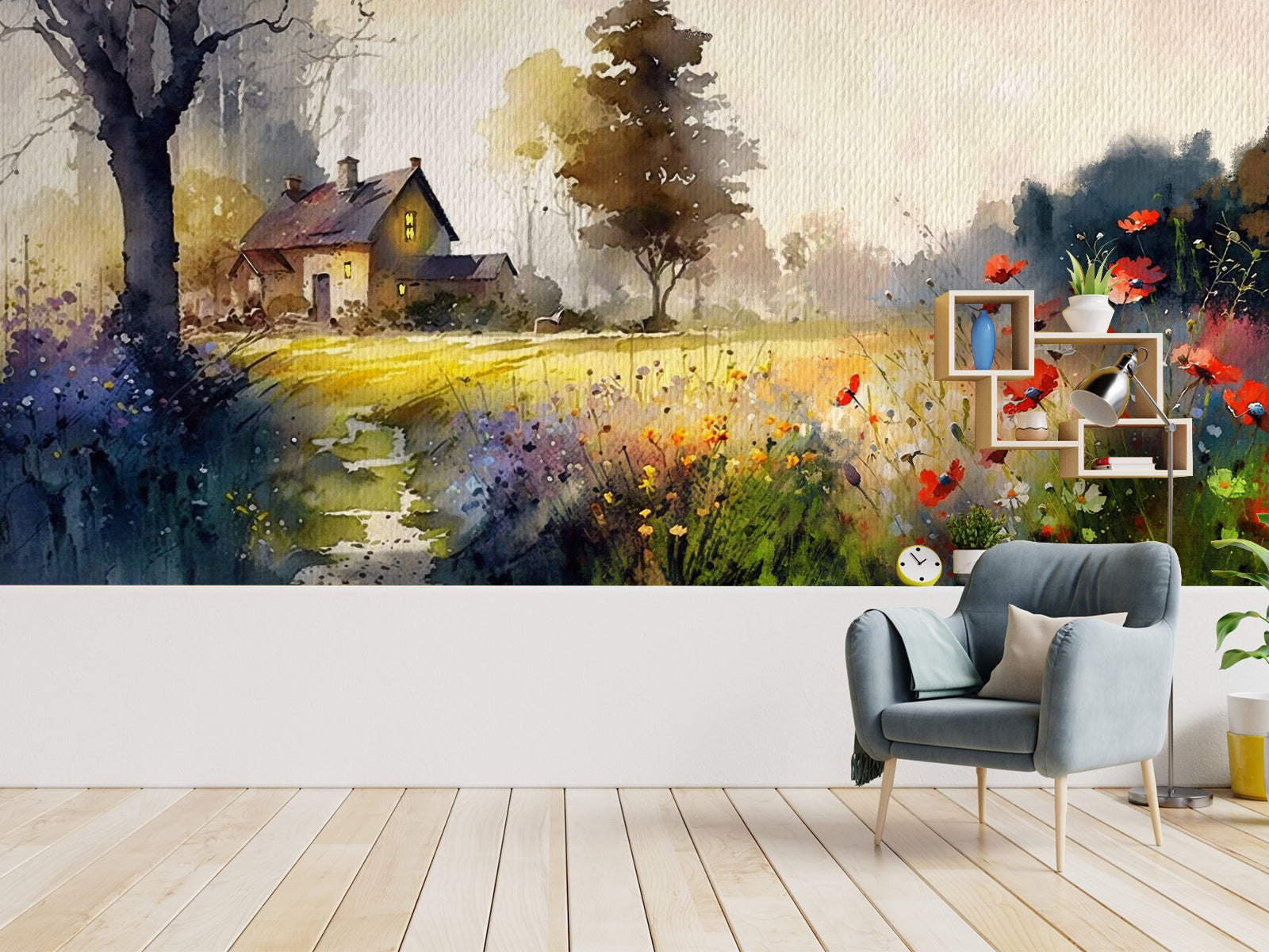 Vlies Tapete XXL Poster Fototapete Ölfarben Haus