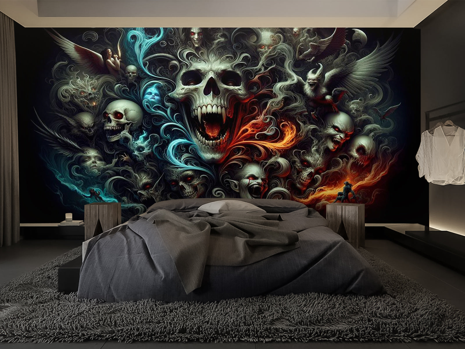 Vlies Tapete XXL Poster Fototapete Totenkopf Bunt