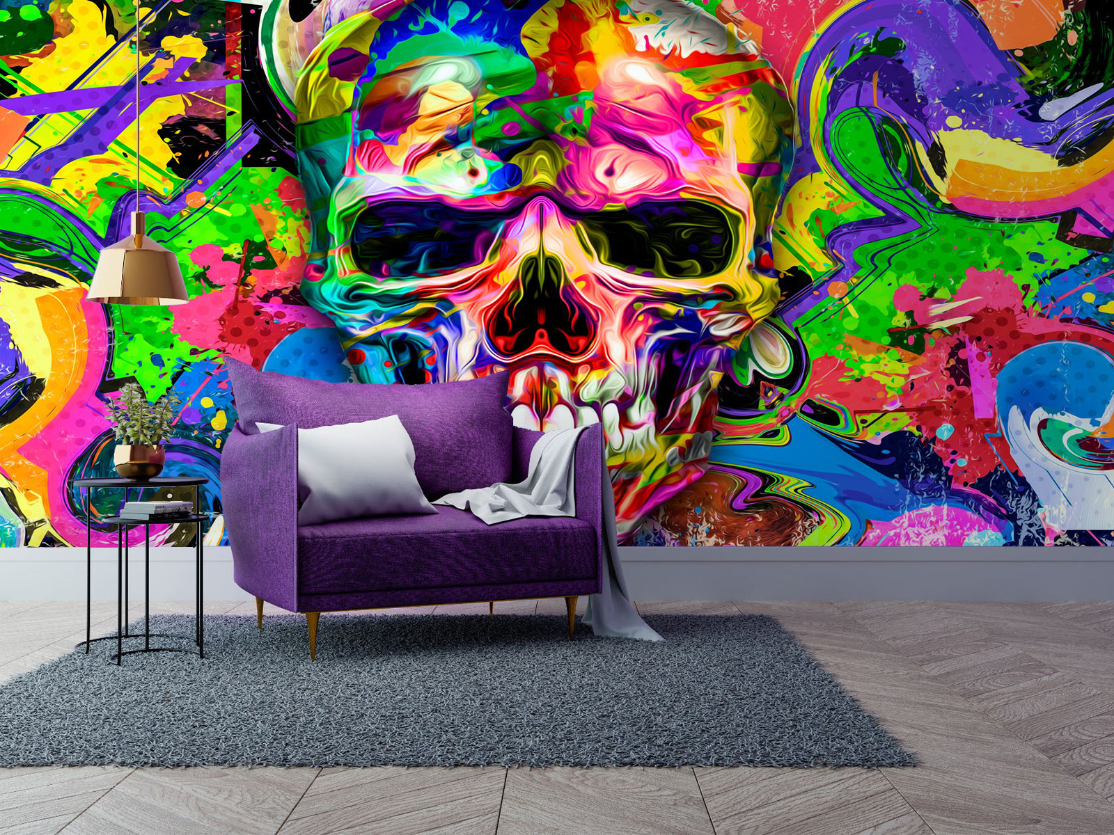 Fototapete Totenkopf Grafitti Bunt Farbe