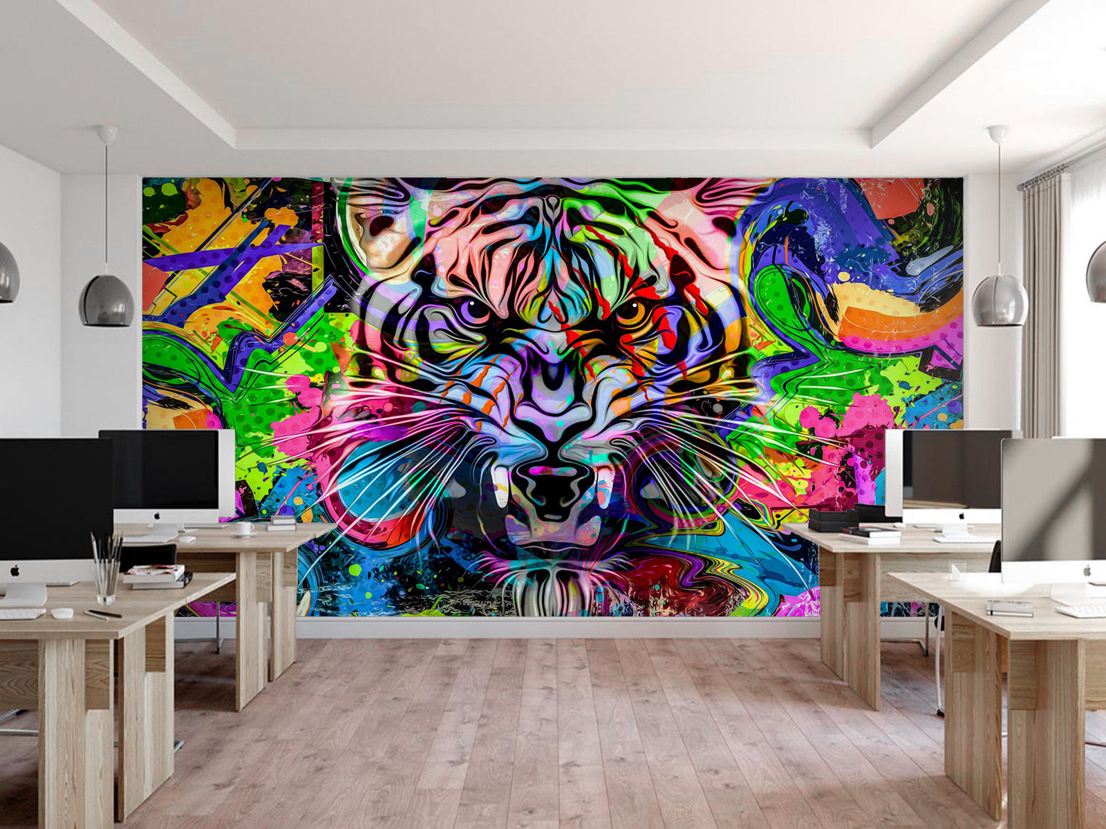 Fototapete Tiger Grafitti Bunt Farbe