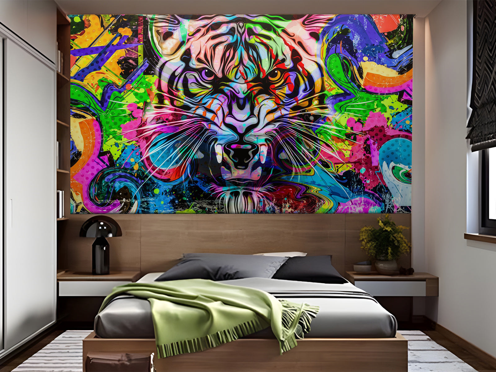 Fototapete Tiger Grafitti Bunt Farbe