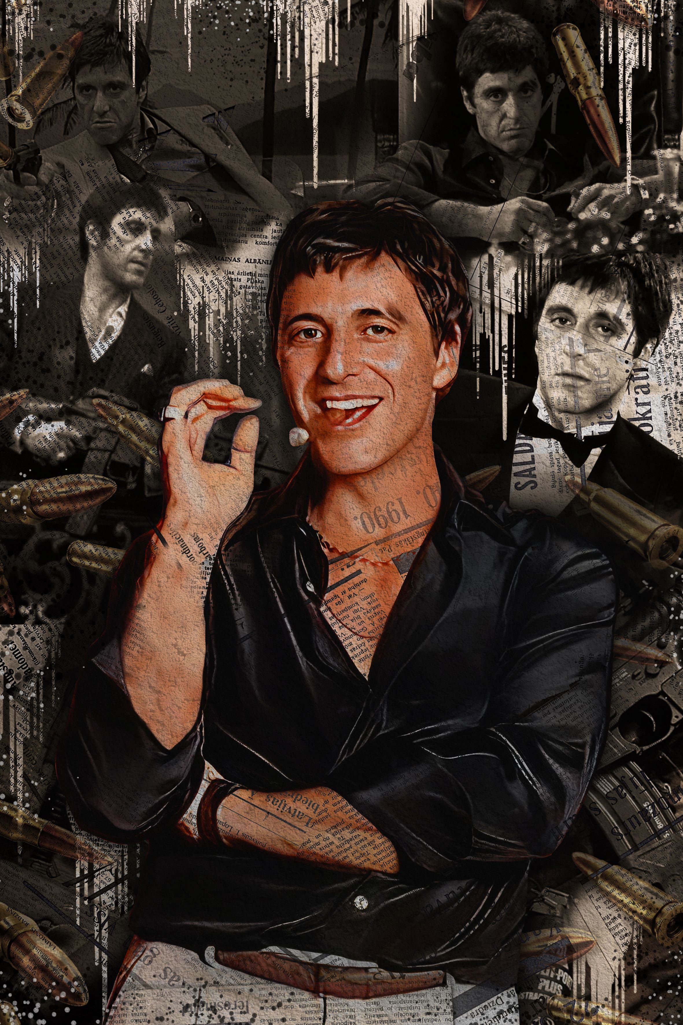 Vlies Tapete XXL Poster Fototapete SCARFACE NEWSPAPER