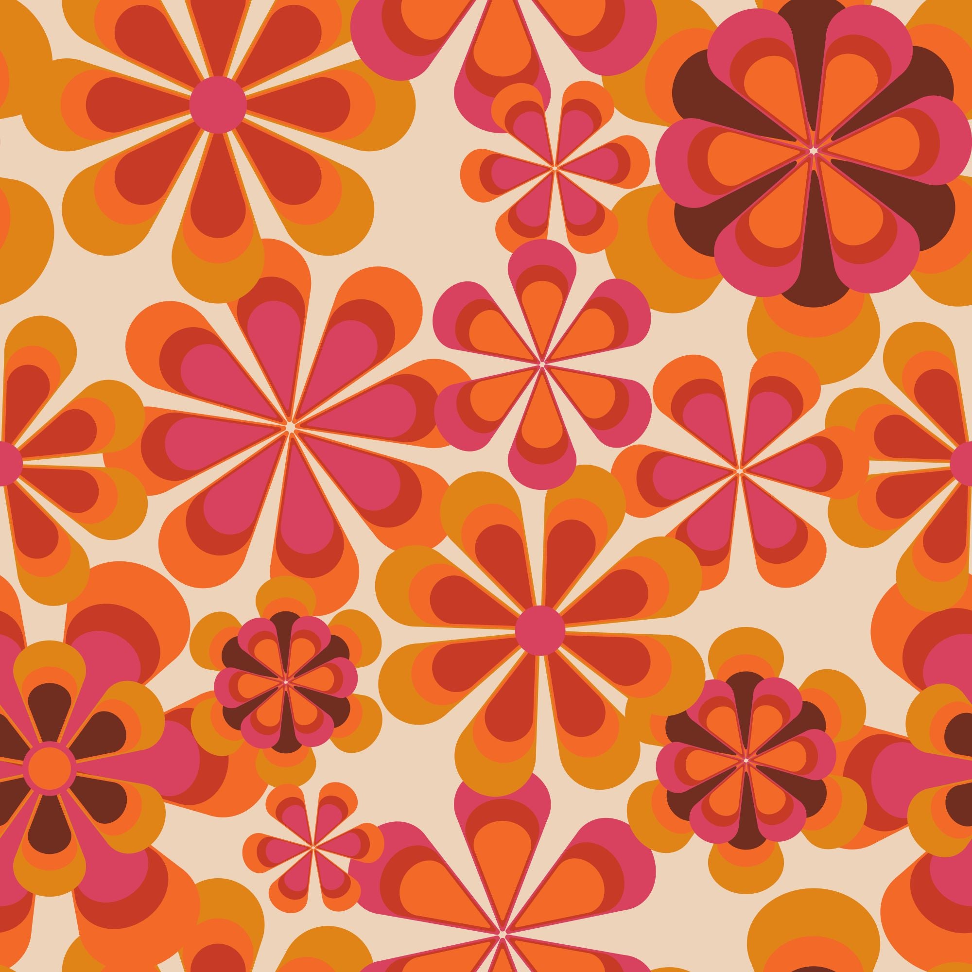 Fototapete Retro Blumensymbole
