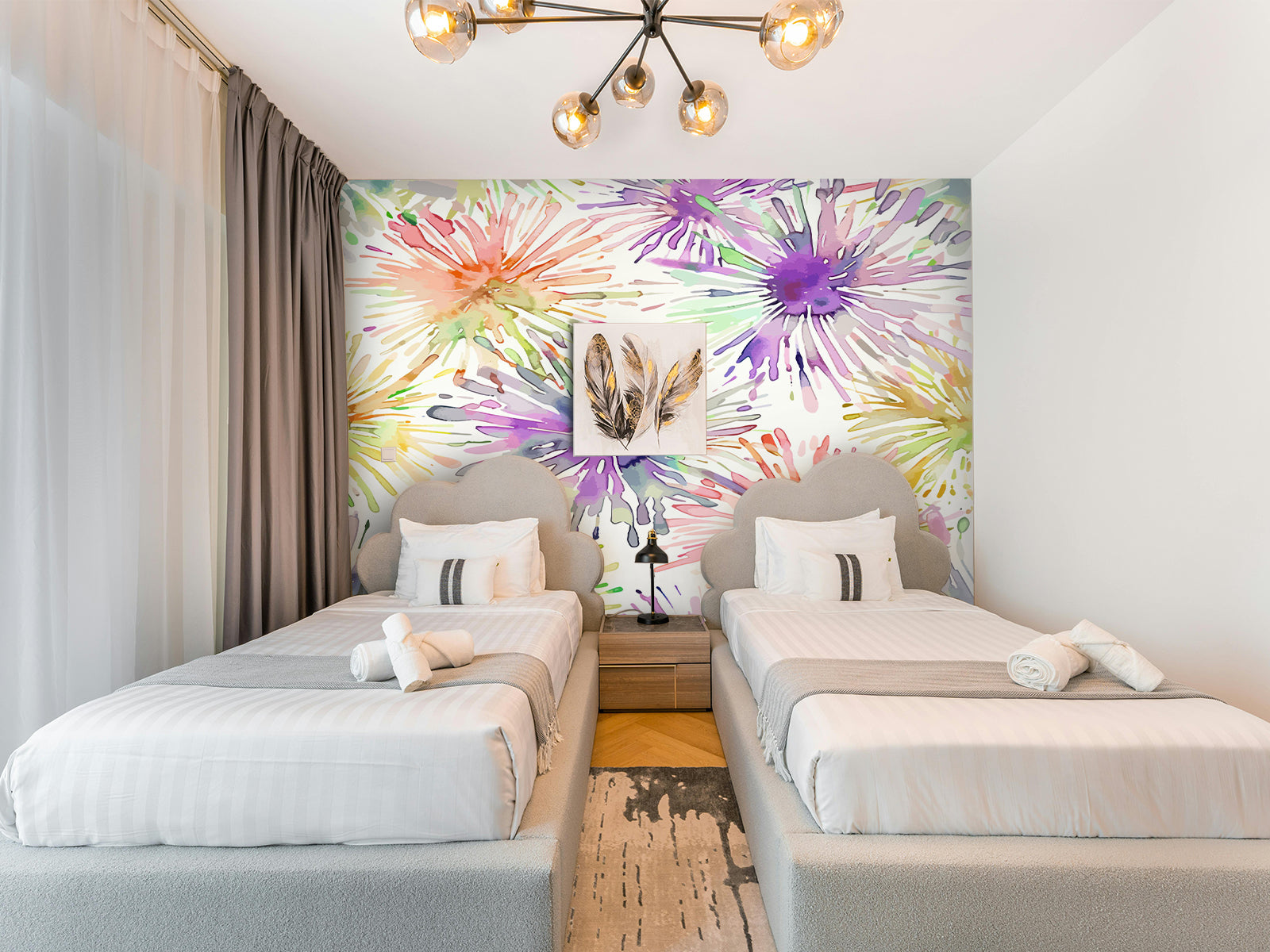 Fototapete Aquarell Farben Blumen