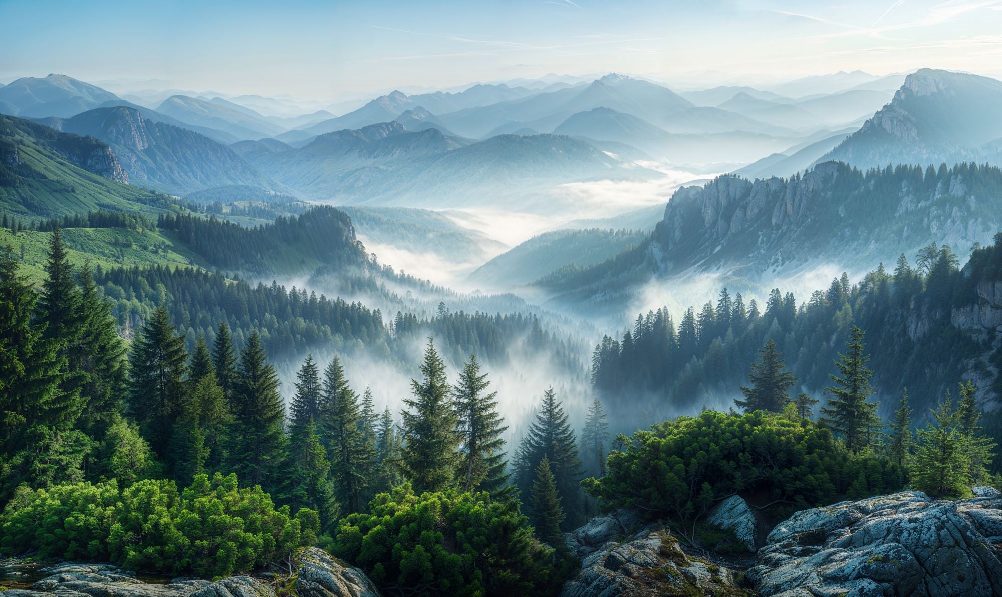 Fototapete Berge Wälder Gebirgskette
