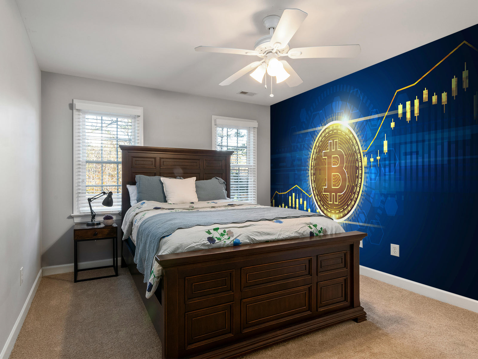 Fototapete Bitcoin Blau
