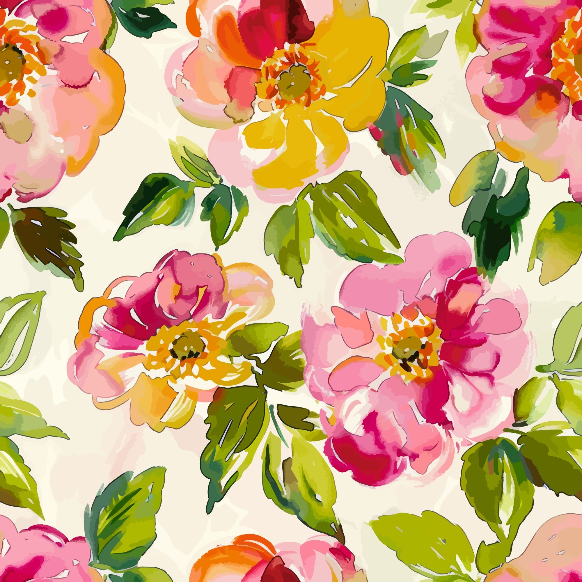 Fototapete Aquarell Blumen Farbetöne