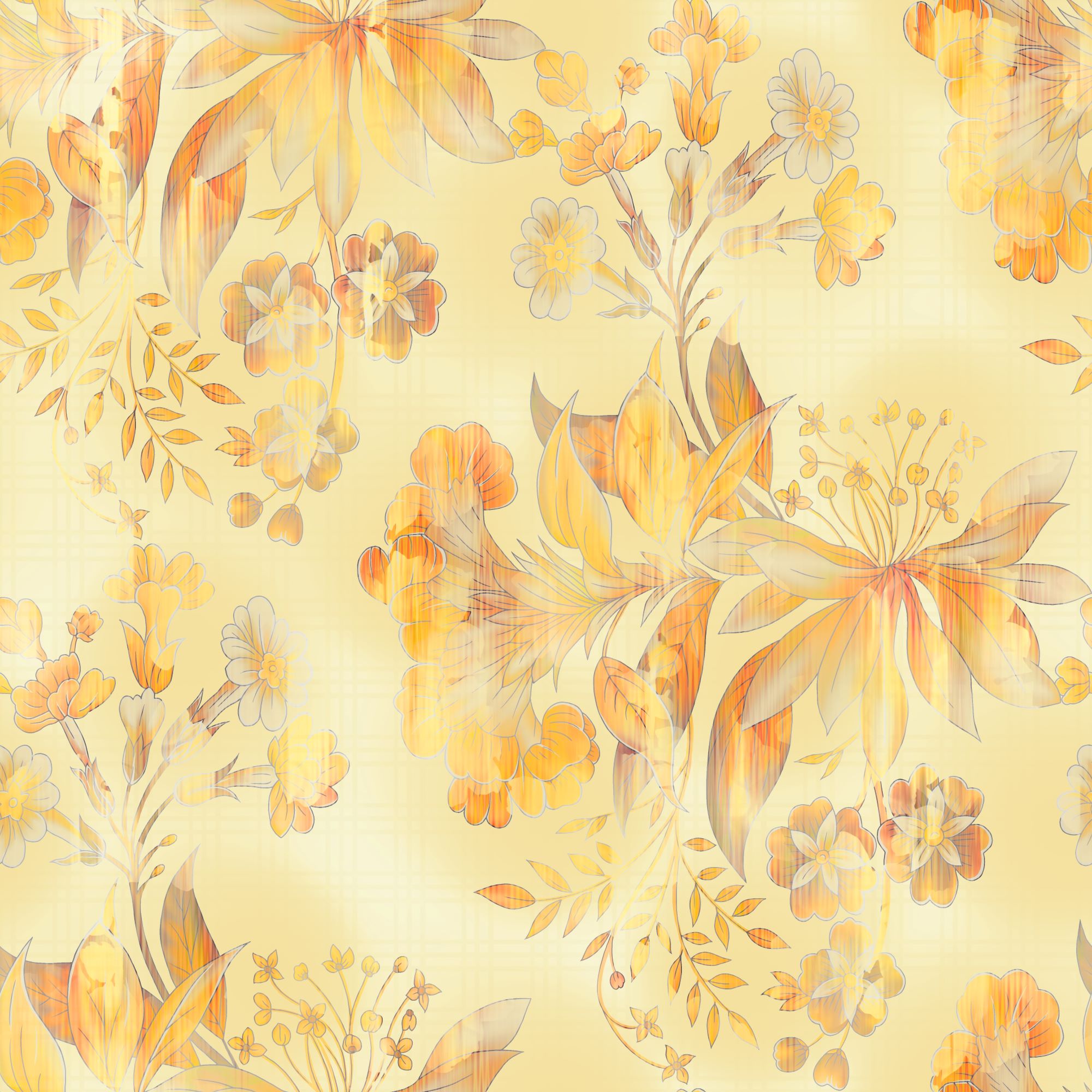 Fototapete Aquarell Gold Gelb Blüten