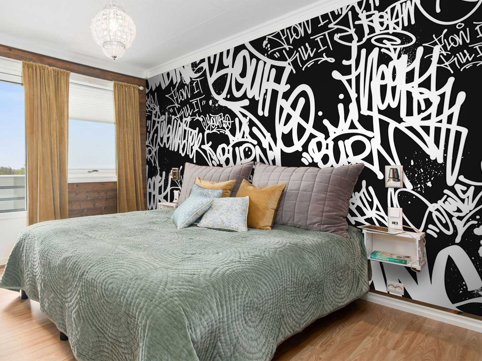 Fototapete Graffiti Schwarz Weiss