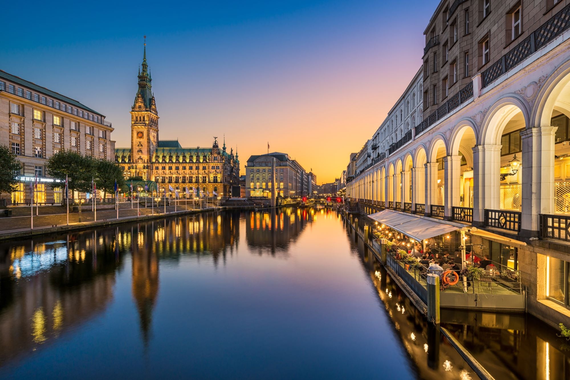 Fototapete Kanal Wasser Stadt Lichter