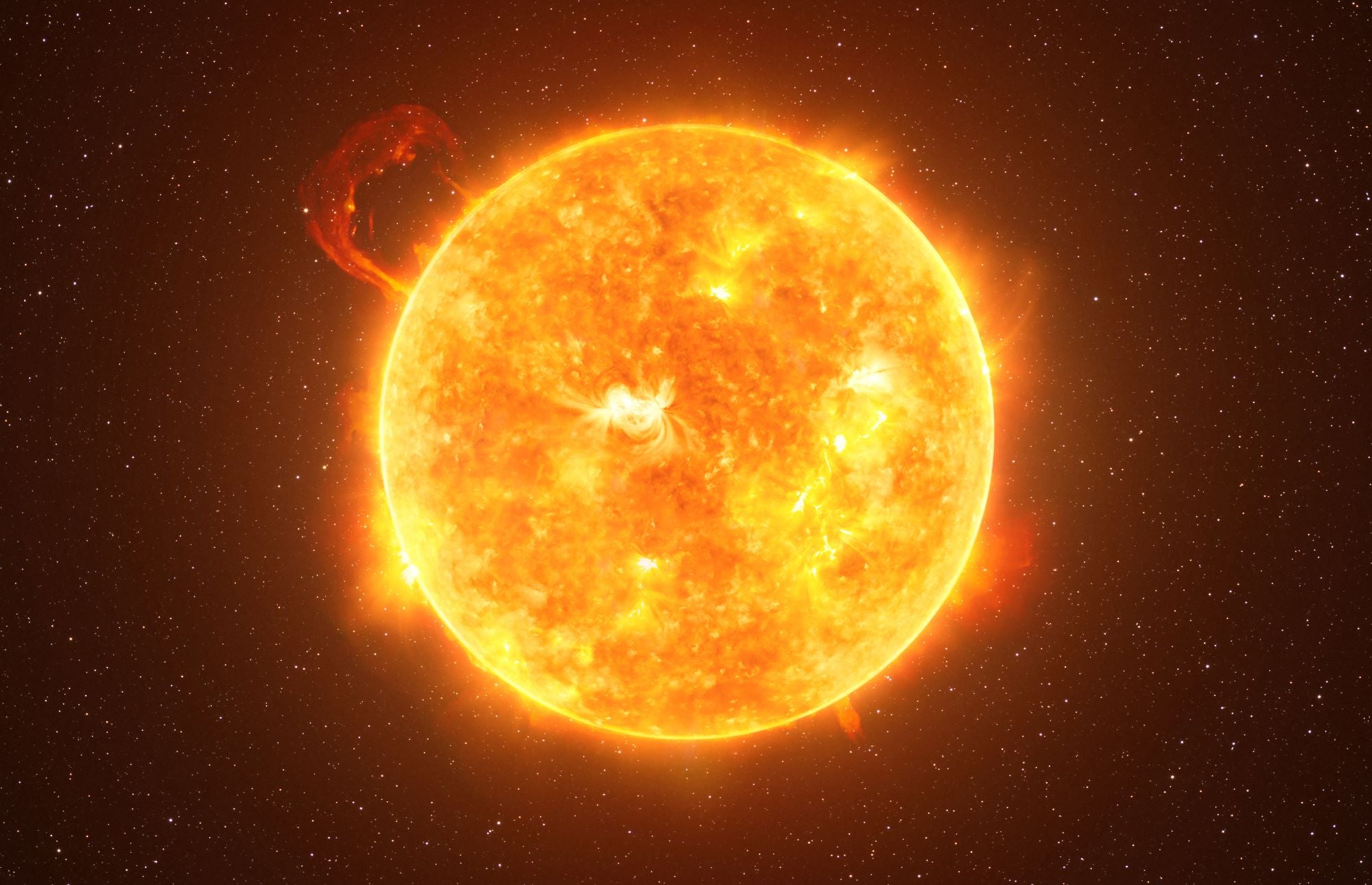 Fototapete Sonne glühend im Weltall