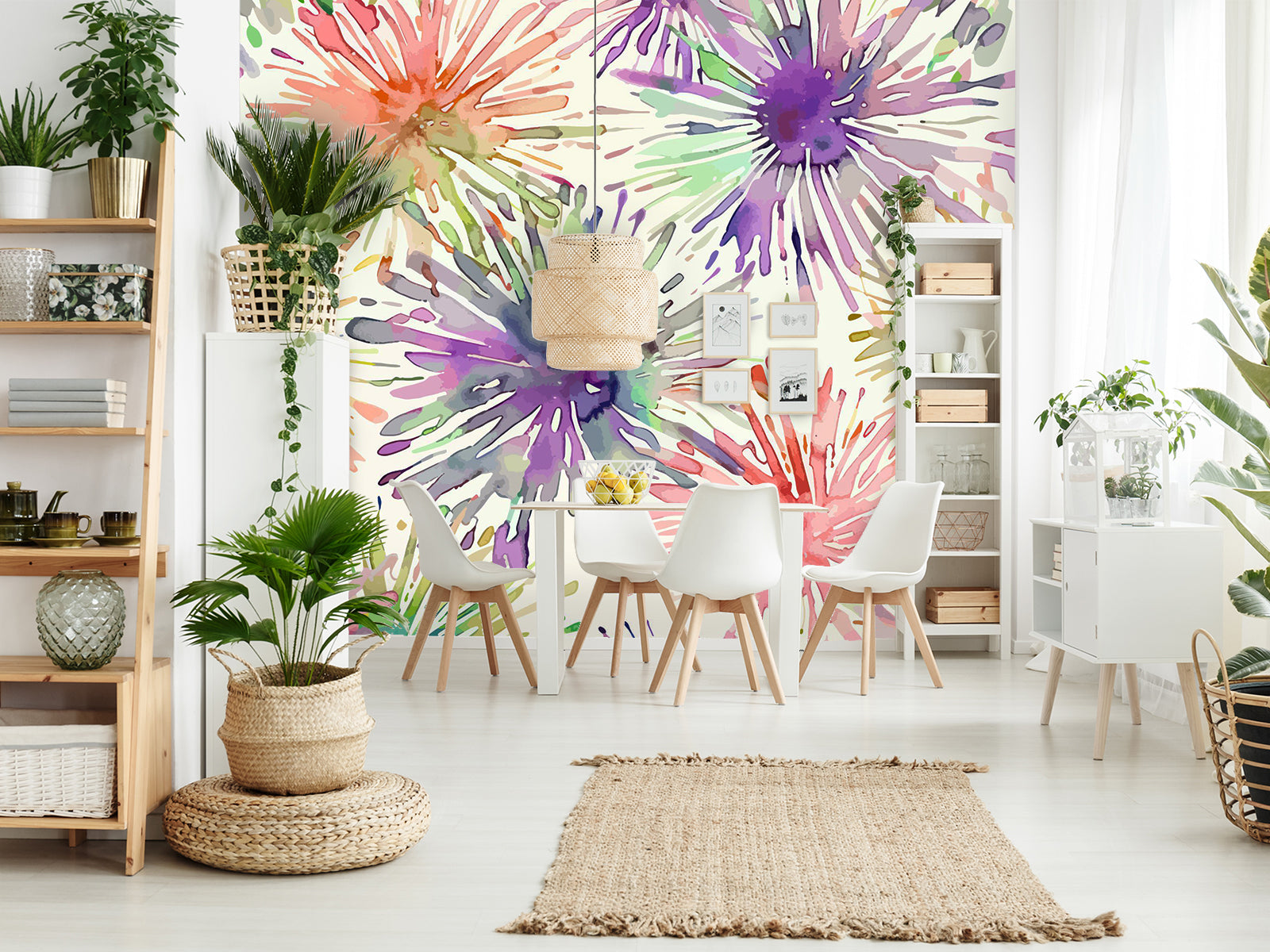 Fototapete Aquarell Farben Blumen
