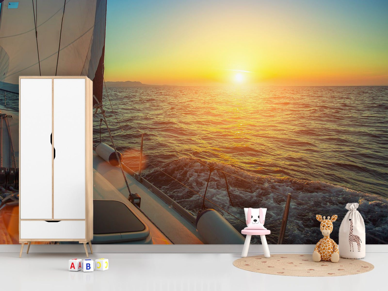 Fototapete Segelboot Sonnenuntergang