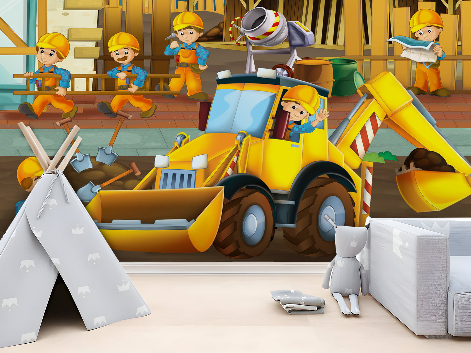 Fototapete Baustelle Bauarbeiter