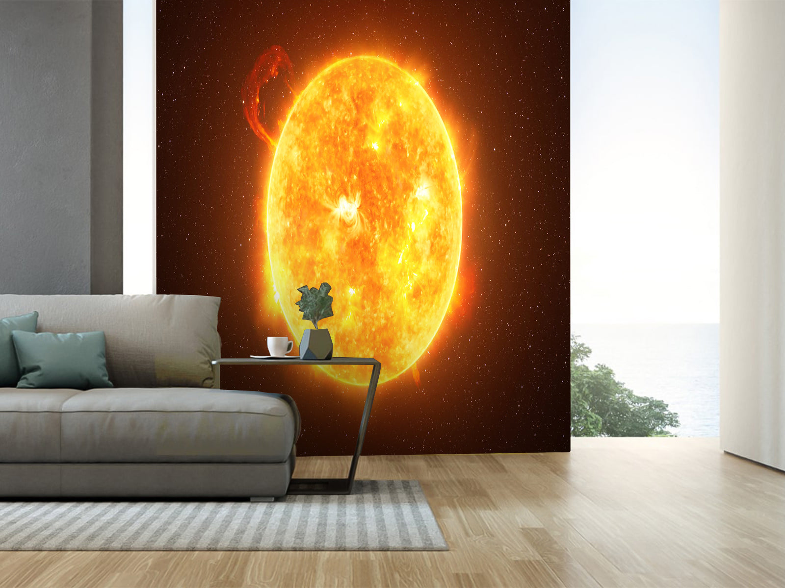 Fototapete Sonne glühend im Weltall