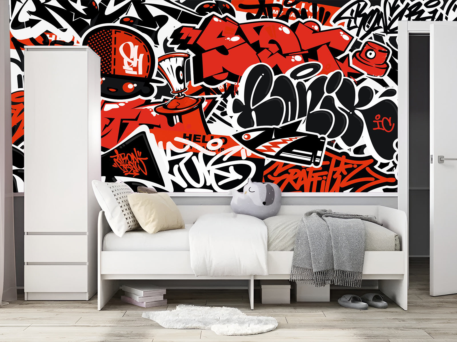 Fototapete Graffiti Rot Schwarz