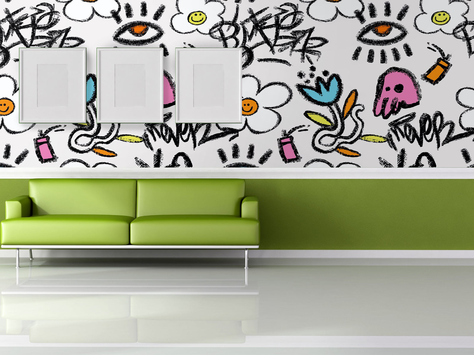 Fototapete Graffiti Symbole Zeichnung