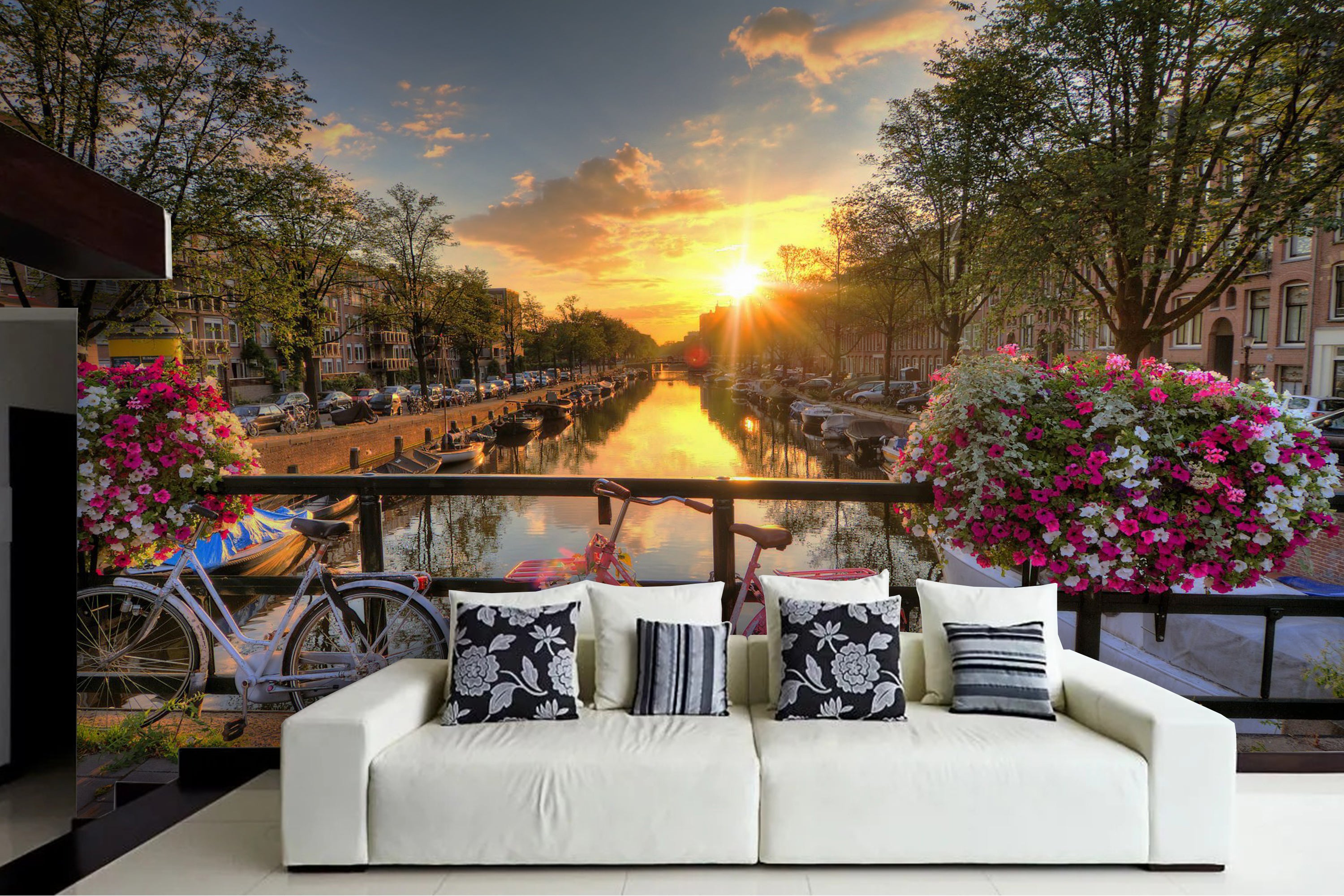 Fototapete Amsterdam Sonnenuntergang Fahrrad