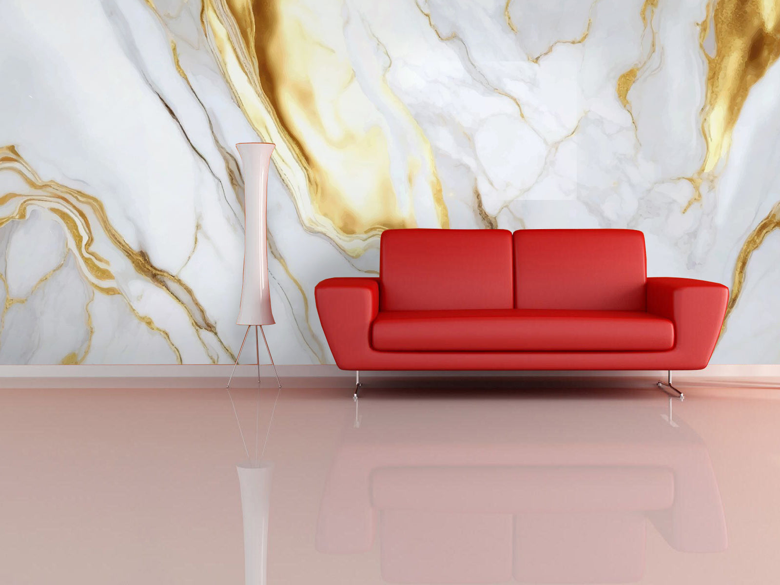 Fototapete Marmor Gold Weis glatt